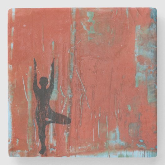 Baum-Pose-Yoga-Mädchen-Stein-Untersetzer Steinuntersetzer (Vorderseite)