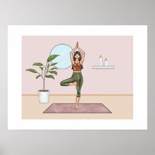 Baum-Pose Yoga Vrikshasana Balance Yogi Frau Poster