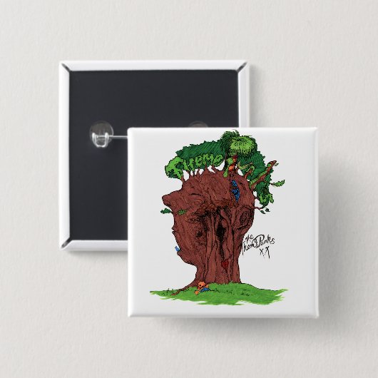 Baum-Punk-quadratischer Knopf Button (Vorne & Hinten)