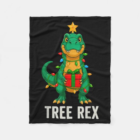 Baum Rex Lustiger Dinosaurier Weihnachten Fleecedecke (Vorderseite)
