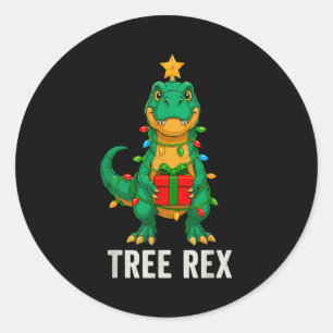 Baum Rex Lustiger Dinosaurier Weihnachten Runder Aufkleber
