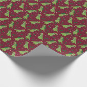 Baum Rex Novelty Dinosaur Weihnachtsburgund Geschenkpapier (Ecke)