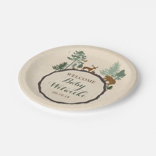 Baum-Ring-WaldBabyparty-Pappteller Pappteller (Schrägansicht)