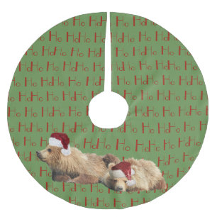 Baum-Rock mit Grizzlybärjungen Polyester Weihnachtsbaumdecke