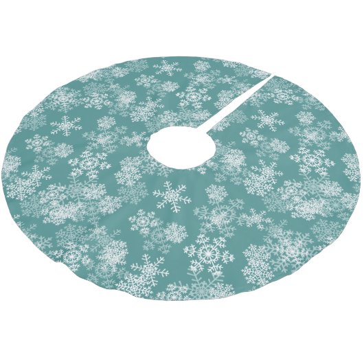 Baum Rock-Schneeflocke-Aquamarin Polyester Weihnachtsbaumdecke (Schrägansicht)