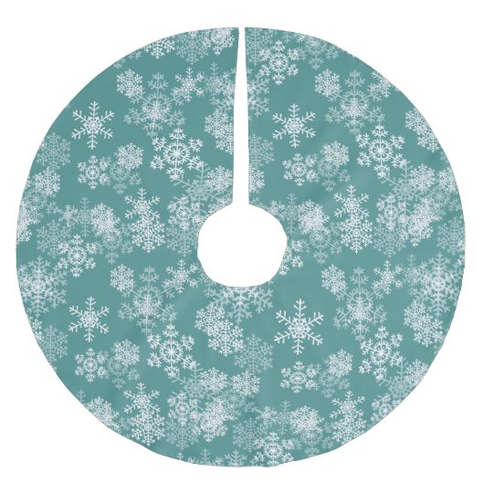 Baum Rock-Schneeflocke-Aquamarin Polyester Weihnachtsbaumdecke (Vorderseite)