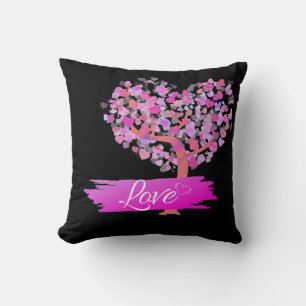 Baum rosa Herzen mit Liebe Kissen