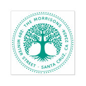 Baum Runde Familienname und Rücksendeadresse Permastempel (Design)