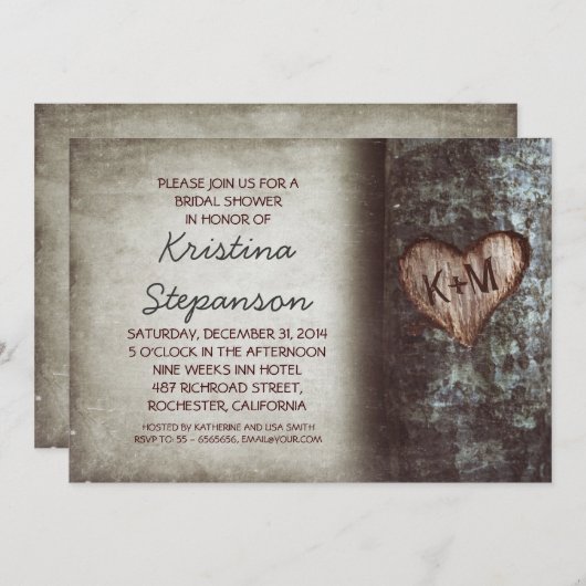 Baum rustikale Braun-Dusche Einladungen (Vorne/Hinten)