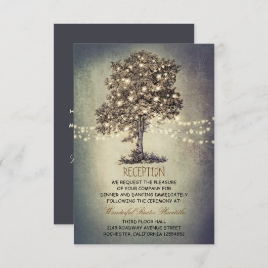 Baum rustikale Hochzeitsempfang & Wegbeschreibung Begleitkarte (Vorne/Hinten)