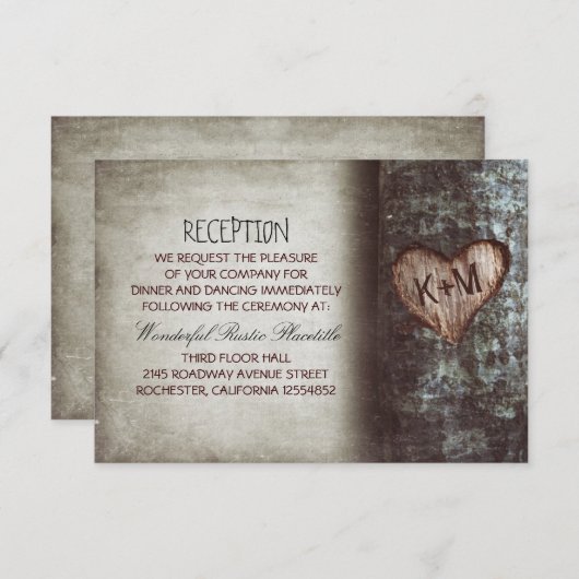 Baum rustikale Hochzeitsempfang & Wegbeschreibung Begleitkarte (Vorne/Hinten)