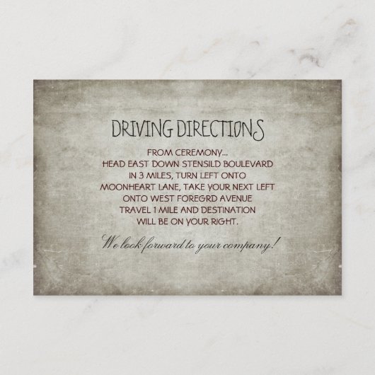 Baum rustikale Hochzeitsempfang & Wegbeschreibung Begleitkarte (Rückseite)