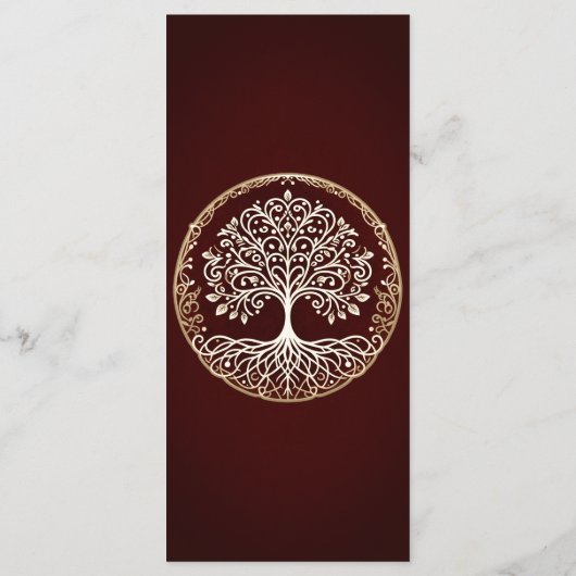 Baum Rustikales, dunkles, keltisches Hochzeitmenü Menükarte (Rückseite)