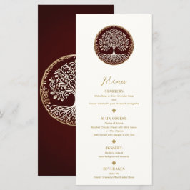 Baum Rustikales, dunkles, keltisches Hochzeitmenü Menükarte