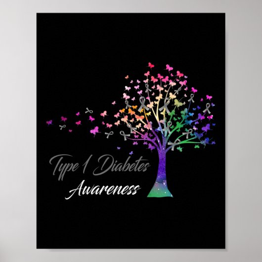 Baum-Schleife Typ-1-Diabetes-Bewusstsein Poster (Vorne)