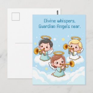 Baum-Schutzengel spielen Trompeten  Postkarte