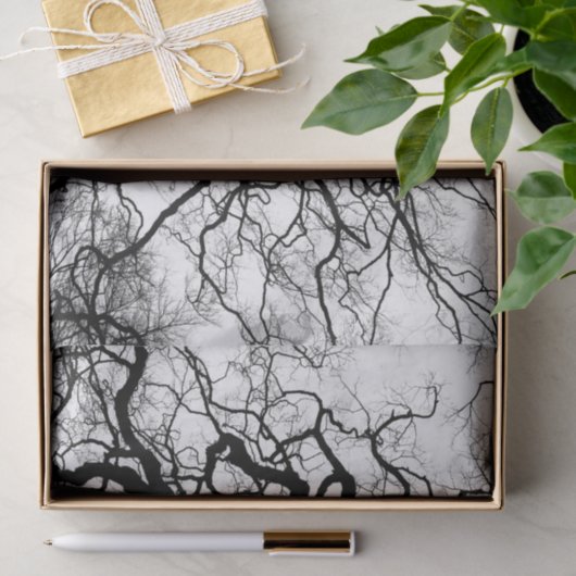 Baum-Schwarzweiss-Silhouette Seidenpapier (Geschenk)