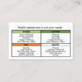 Baum-Service und Rasenpflege-Landschaften Visitenkarte (Rückseite)