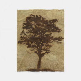 Baum-Silhouette auf Bronzehintergrund Fleecedecke