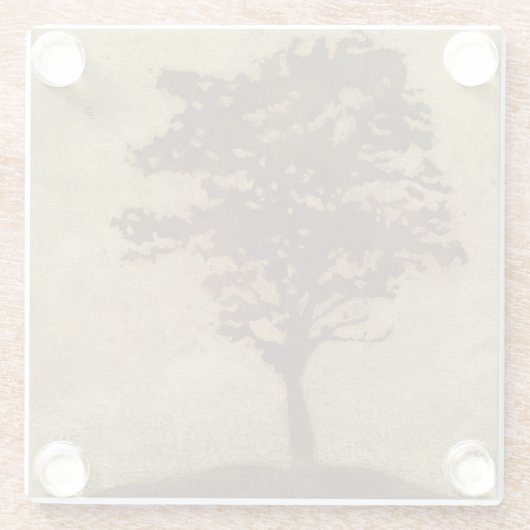 Baum-Silhouette auf Bronzehintergrund Glasuntersetzer (Rückseite)