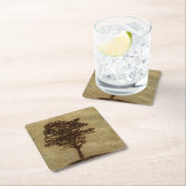 Baum-Silhouette auf Bronzehintergrund Rechteckiger Pappuntersetzer (Vor Ort)