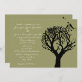 Baum-Silhouette-Liebe-Vogel-weise Einladung (Vorne/Hinten)