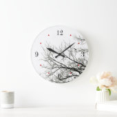 Baum-Silhouette-Schwarzweiss-Wand-Uhr Große Wanduhr (Zuhause)