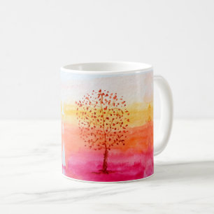 Baum Sonnenuntergang Aquarell Handgemalt Kaffeetasse