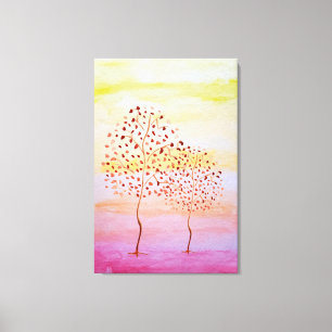 Baum Sonnenuntergang Aquarell Handgemalt Leinwanddruck