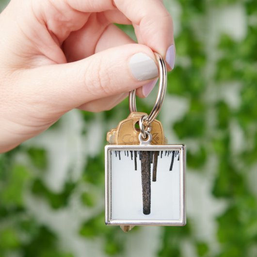 Baum-Stämme im Schnee Schlüsselanhänger (Hand)