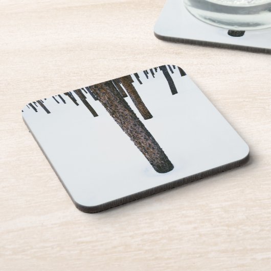 Baum-Stämme im Schnee Untersetzer (Linke Seite)