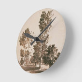 Baum-Studie (Stift u. Tinte auf Papier) Runde Wanduhr (Winkel)