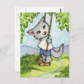 Baum Swing - Niedliche Katze Kunst Postkarte (Vorne/Hinten)