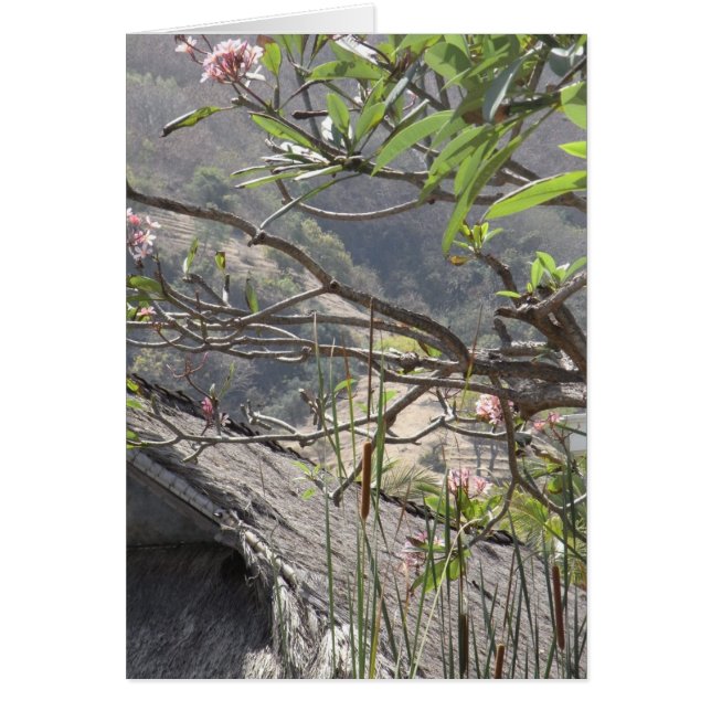 Baum über einem Strohdach - leere Karte (Vorne)