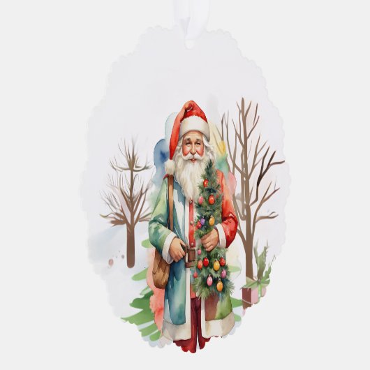 Baum umarmt Santa Paper Ornament Card (Rechts)