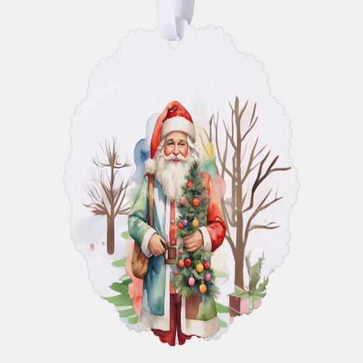Baum umarmt Santa Paper Ornament Card (Links)