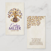 Baum und Blume des Lebens - Amethyst und Gold Visitenkarte (Vorne/Hinten)