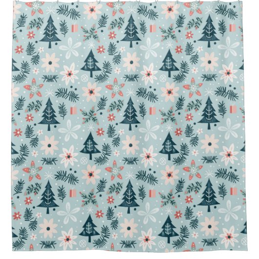 Baum- und Blume-Design Duschvorhang (Vorderseite)