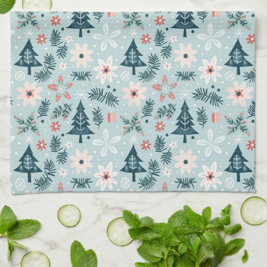 Baum- und Blume-Design Geschirrtuch (Gefaltet)