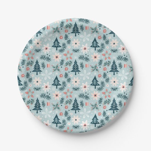 Baum- und Blume-Design Pappteller (Vorderseite)