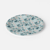 Baum- und Blume-Design Pappteller (Schrägansicht)