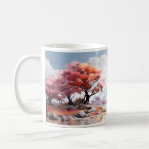 Baum und Fluss in der Fantasiewelt Kaffeetasse