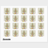 Baum und Geschenke Quadratischer Aufkleber (Blatt)