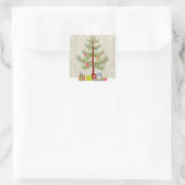 Baum und Geschenke Quadratischer Aufkleber (Tasche)