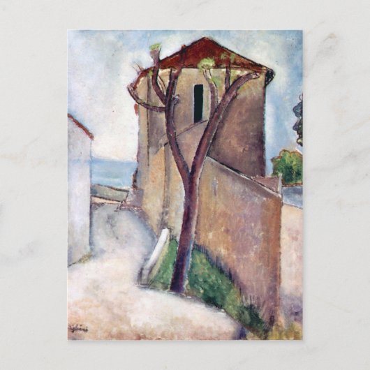 Baum und Haus von Amedeo Modigliani Postkarte (Vorderseite)