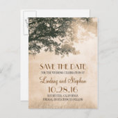 Baum und liebende Vögel rustikal Save the Date Vin Ankündigungspostkarte (Vorne/Hinten)