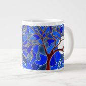 Baum und Mond auf Leinwand - Blau Jumbo-Tasse (Vorderseite Rechts)