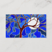 Baum und Mond auf Leinwand - Blau Visitenkarte (Rückseite)