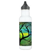 Baum-und Mond-- blaue und gelbe Aquarelle Edelstahlflasche (Rechts)