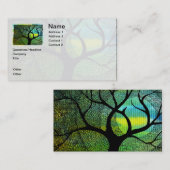 Baum-und Mond-- blaue und gelbe Aquarelle Visitenkarte (Vorne/Hinten)